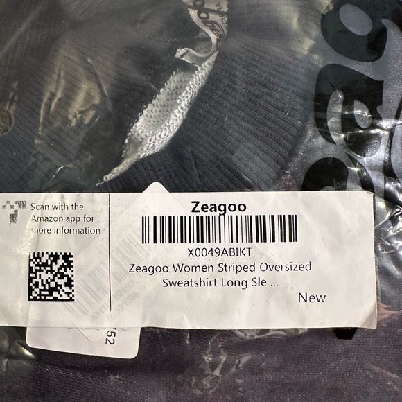 Zeagoo Women’s Striped Oversized Sweatshirt Black & Tan Size L NWT - Picture 12 of 14